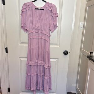 Current Air Lavender Tiered Ruffle Maxi Dress